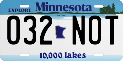 MN license plate 032NOT