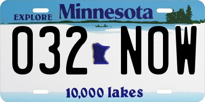 MN license plate 032NOW