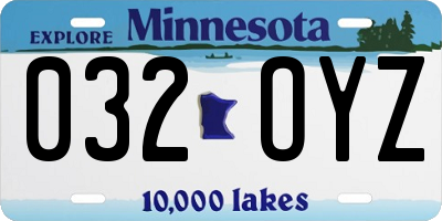 MN license plate 032OYZ