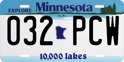 MN license plate 032PCW