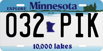 MN license plate 032PIK