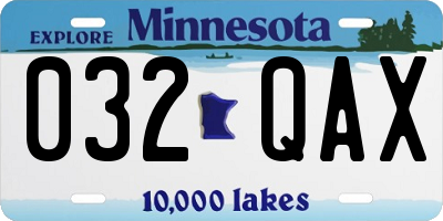 MN license plate 032QAX