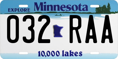 MN license plate 032RAA