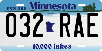 MN license plate 032RAE