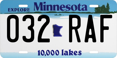 MN license plate 032RAF