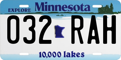 MN license plate 032RAH