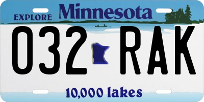 MN license plate 032RAK