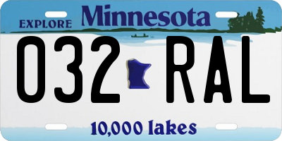 MN license plate 032RAL
