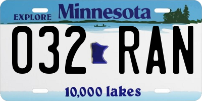 MN license plate 032RAN