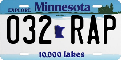 MN license plate 032RAP