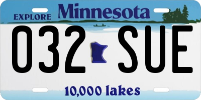 MN license plate 032SUE