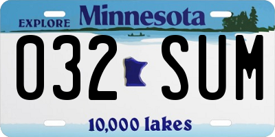 MN license plate 032SUM