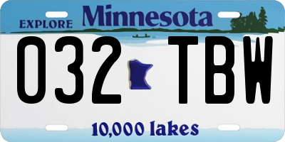 MN license plate 032TBW