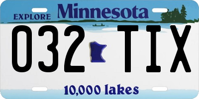 MN license plate 032TIX
