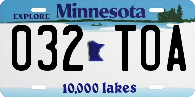 MN license plate 032TOA