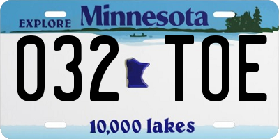 MN license plate 032TOE