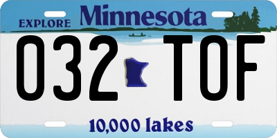 MN license plate 032TOF