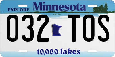 MN license plate 032TOS