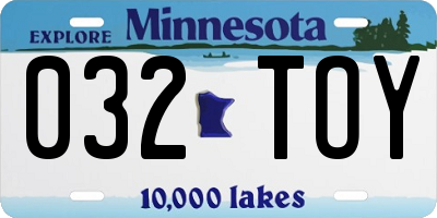 MN license plate 032TOY