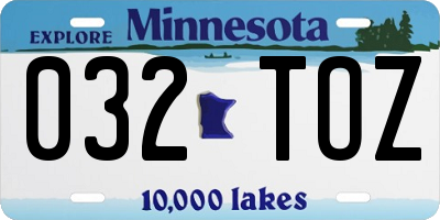 MN license plate 032TOZ