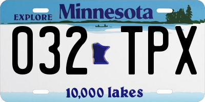 MN license plate 032TPX