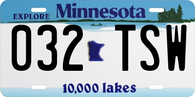 MN license plate 032TSW