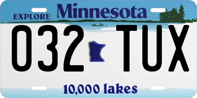 MN license plate 032TUX