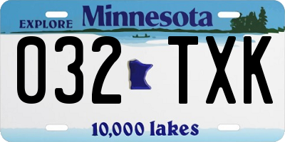 MN license plate 032TXK