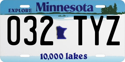 MN license plate 032TYZ