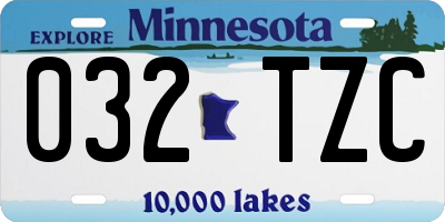 MN license plate 032TZC