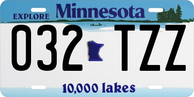 MN license plate 032TZZ