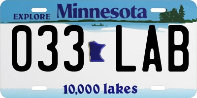 MN license plate 033LAB