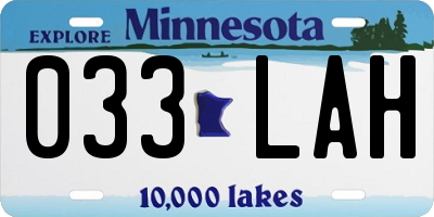MN license plate 033LAH