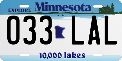 MN license plate 033LAL