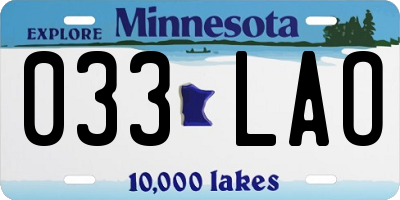 MN license plate 033LAO