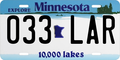 MN license plate 033LAR