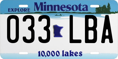 MN license plate 033LBA