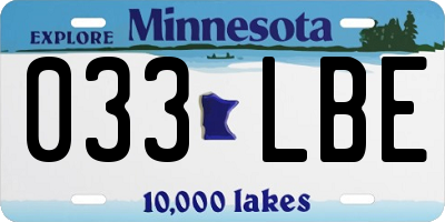 MN license plate 033LBE