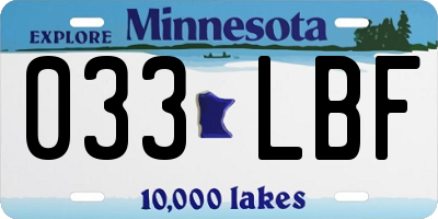MN license plate 033LBF