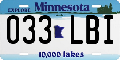 MN license plate 033LBI