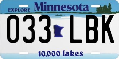 MN license plate 033LBK