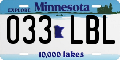 MN license plate 033LBL