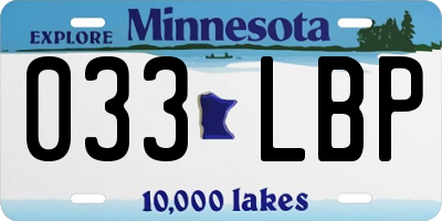 MN license plate 033LBP