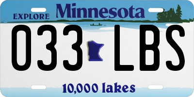 MN license plate 033LBS