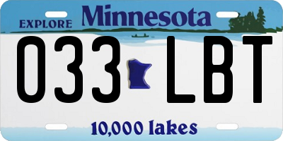 MN license plate 033LBT