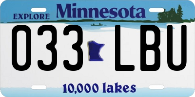 MN license plate 033LBU