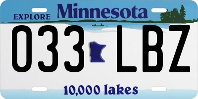 MN license plate 033LBZ