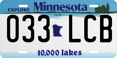 MN license plate 033LCB