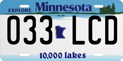 MN license plate 033LCD
