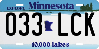 MN license plate 033LCK